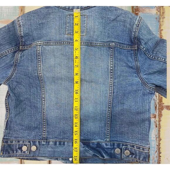 Old Navy Womens Denim Jean Trucker Jacket Size L Y2K Retro 2006 Sherpa Cropped - Picture 4 of 7